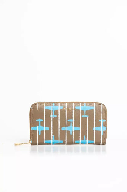 Trussardi Elegant Striped Zip Leather Wallet