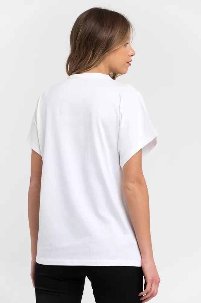 Trussardi Elegant Kimono Model Cotton Tee in White