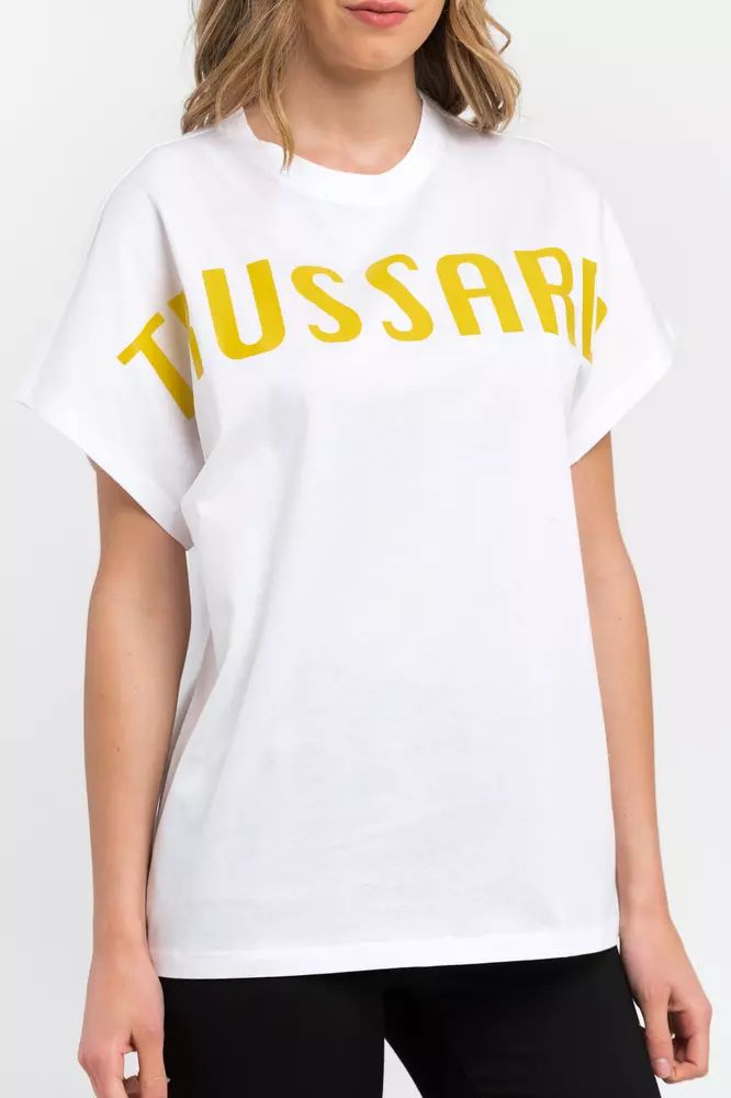 Trussardi Elegant Kimono Model Cotton Tee in White