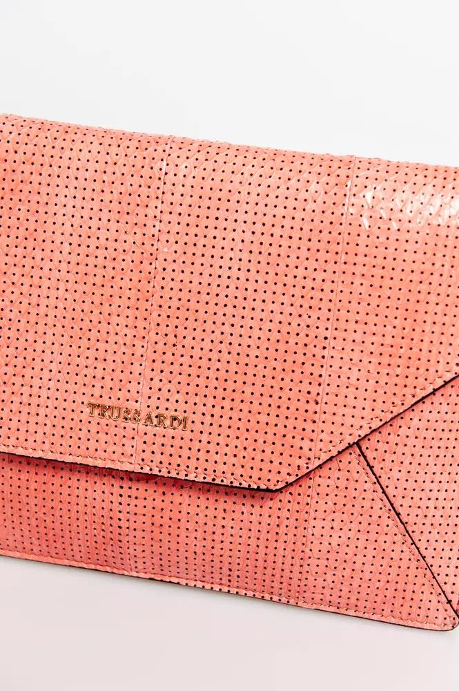 Trussardi Elegant Perforated Leather Envelope Clutch
