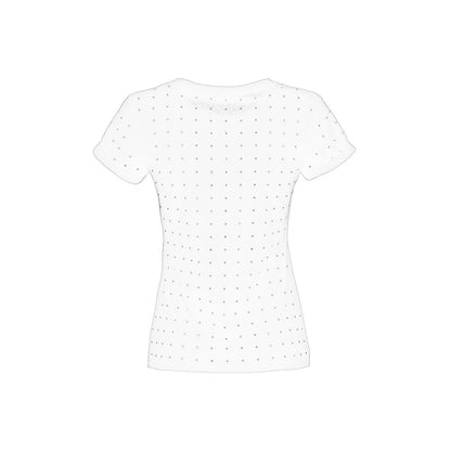 Imperfect Chic White Cotton Tee with Brass Accents