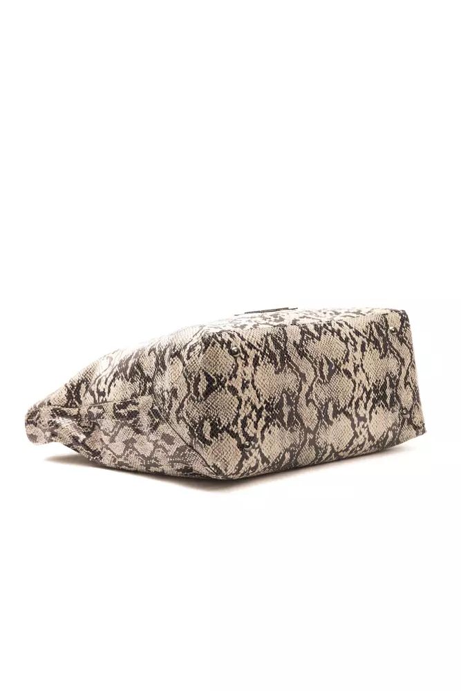 Pompei Donatella Chic Python Print Leather Shoulder Bag