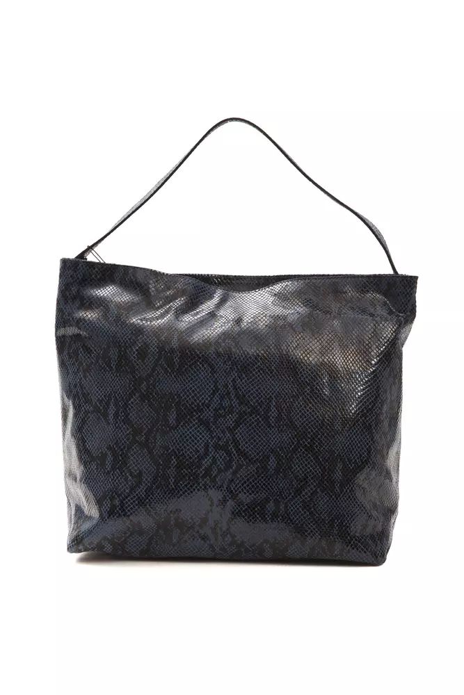 Pompei Donatella Elegant Blue Python Print Leather Shoulder Bag