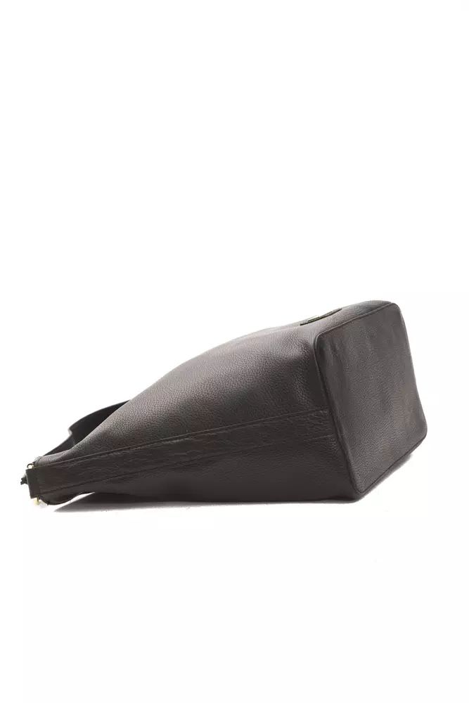 Pompei Donatella Elegant Leather Shoulder Bag in Timeless Black
