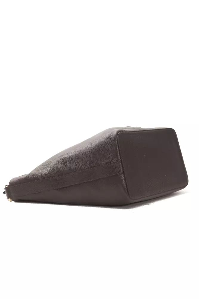 Pompei Donatella Elegant Leather Shoulder Bag in Earthy Brown