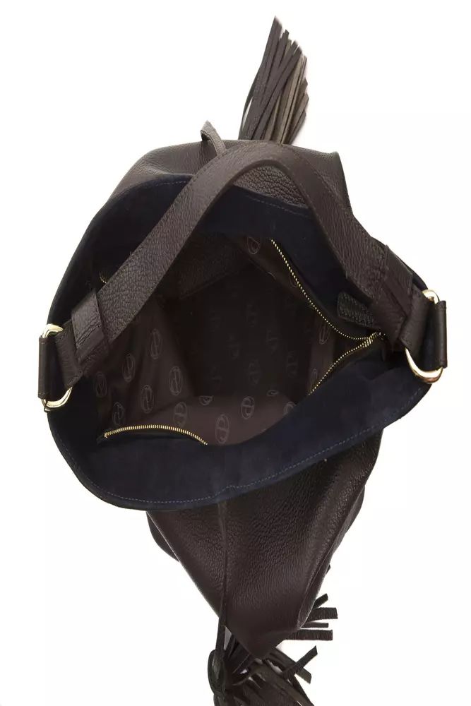 Pompei Donatella Elegant Leather Shoulder Bag in Earthy Brown