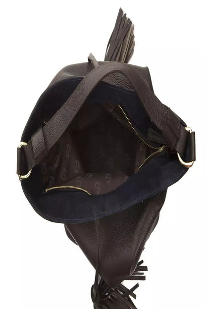 Pompei Donatella Elegant Leather Shoulder Bag in Earthy Brown