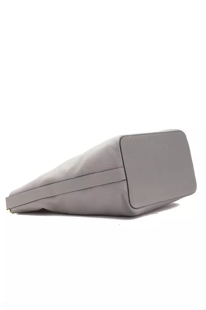 Pompei Donatella Chic Gray Leather Shoulder Bag - Adjustable Strap