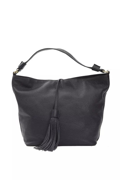 Pompei Donatella Chic Gray Leather Shoulder Bag with Logo Detailing