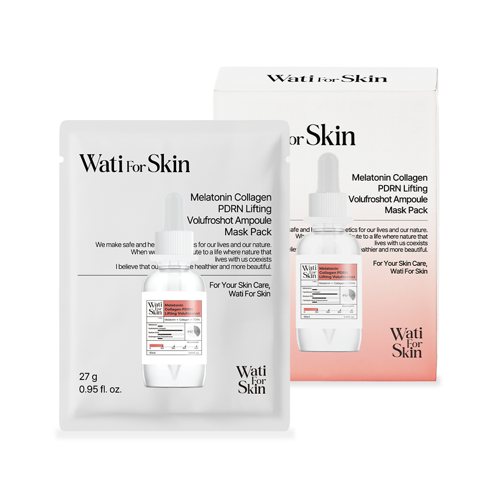 Wati for Skin Melatonin Collagen PDRN Lifting Volufroshot Ampoule Mask Pack (10 Sheets)