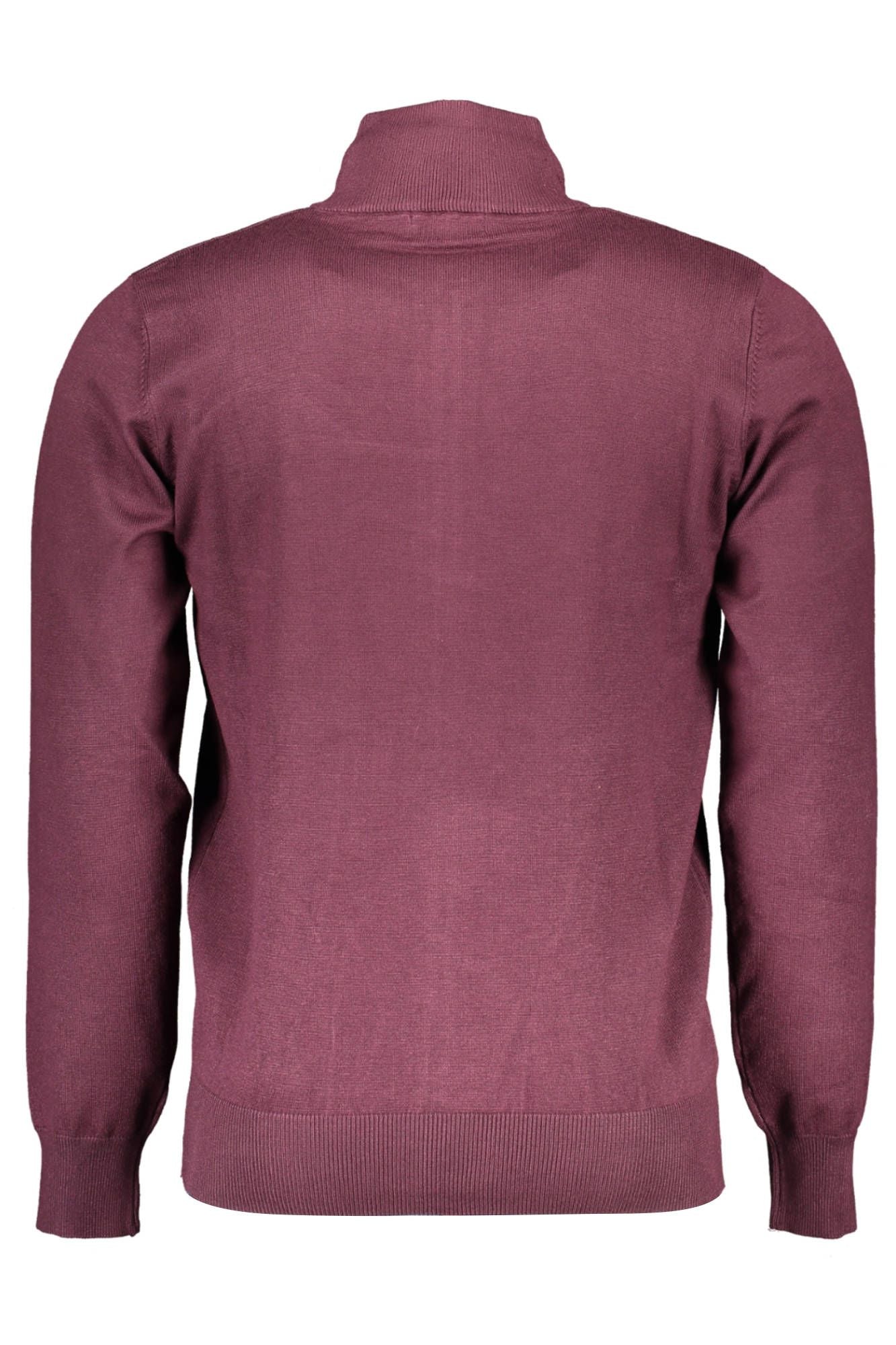 U.S. Grand Polo Elegant Crimson Zip Cardigan with Embroidery