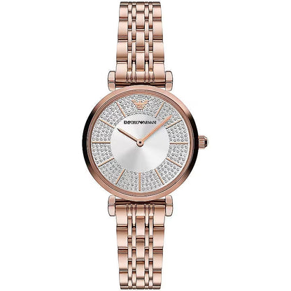 Emporio Armani Elegant Pink Bronze Timepiece with Crystals